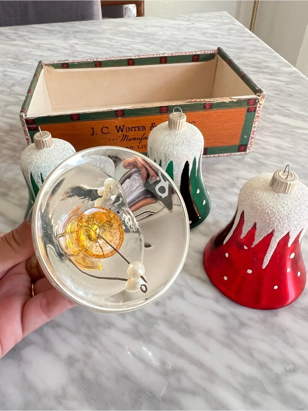 Vintage Holiday Glass Ornaments - Red, Green, Silver
